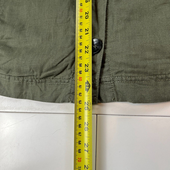 Olsen women button up shirt cotton linen army green size 40 - Picture 6 of 7